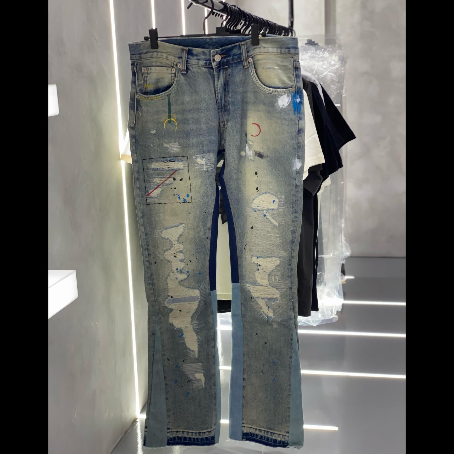 Gallery Dept Type Paint Splatter Flared Jeans