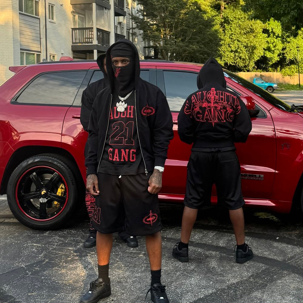 Corteiz x 21 Savage Slaughter Gang Zip-up Hoodie and Sweatpants Set