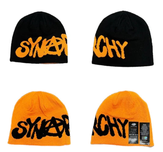 Synaworld by Central Cee Reversible Synarchy Beanie Black Orange
