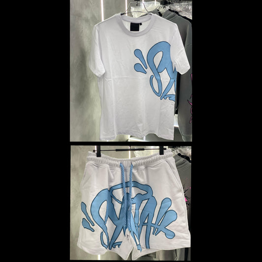 Synaworld by Central Cee “White And Blue” logo twinset