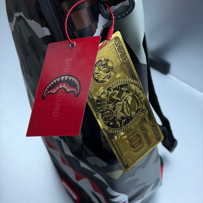 Sprayground Checkered Camo Shark Backpack