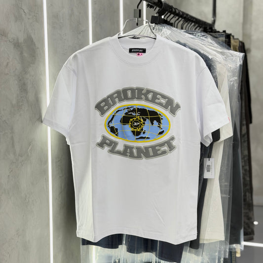 Broken Planet Grid Snow White Tee