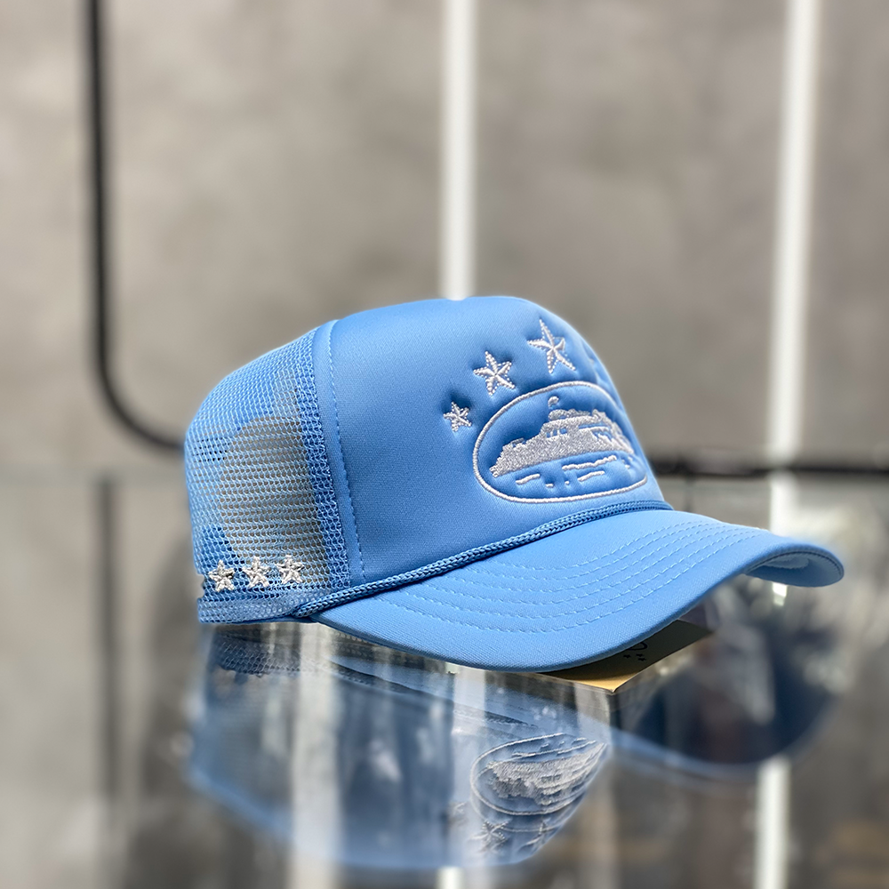 Corteiz 5 Star Trucker Hat Blue