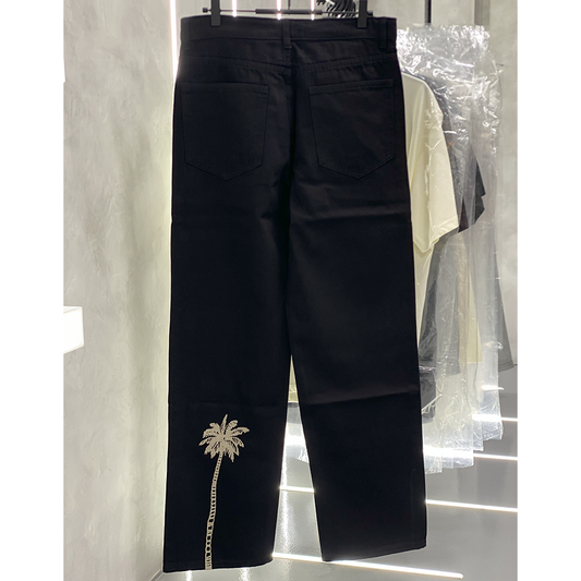 Vintage Embroidered Coconut Tree Pants